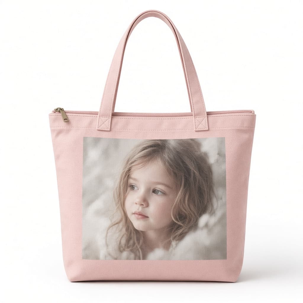 Add-a-Photo Zippered Tote Bag — personalized photo gift from PixiGift